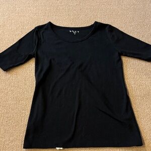 LOFT Basic Black Scoop Neck Short Sleeve Tee